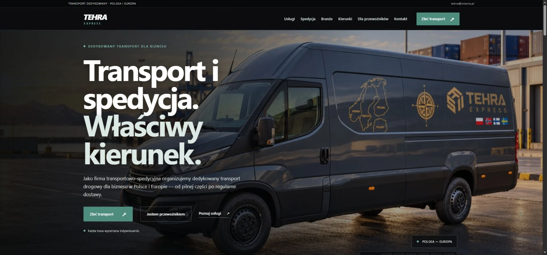 Rzeczywisty widok strony TEHRA Express